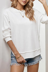 Side Slit Drop Shoulder Sweatshirt - Trendsi - Flyclothing LLC