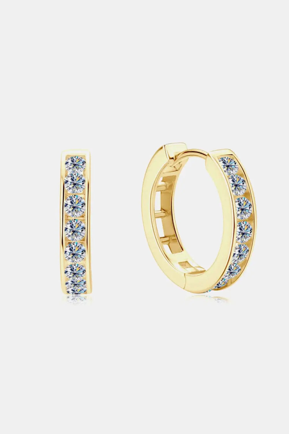 Moissanite 925 Sterling Silver Huggie Earrings - Trendsi - Flyclothing LLC