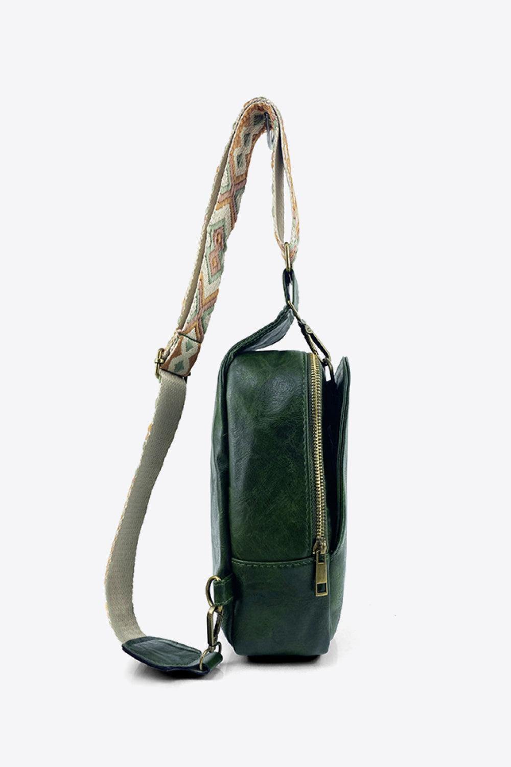 Adjustable Strap PU Leather Sling Bag - Flyclothing LLC