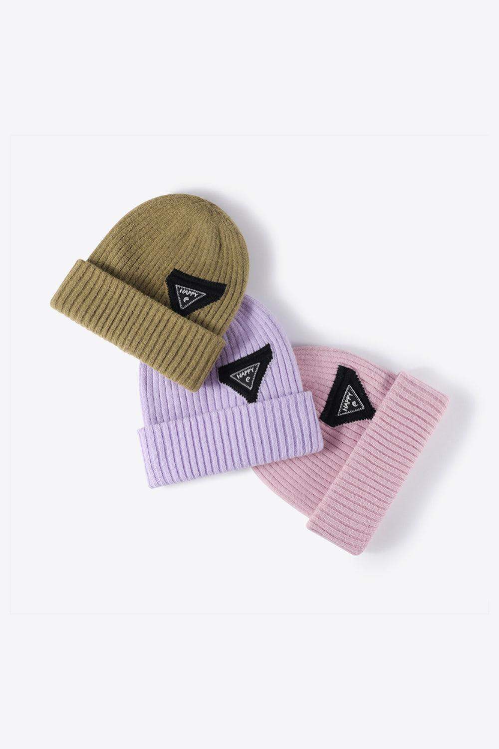 HAPPY Contrast Beanie - Trendsi - Flyclothing LLC