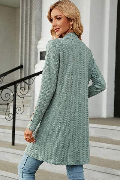Open Front Long Sleeve Cardigan - Trendsi - Flyclothing LLC