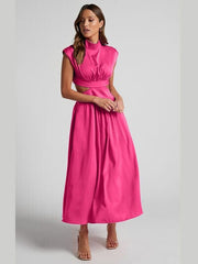 Cutout Mock Neck Sleeveless Dress - Trendsi