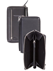Scully Ladies leather zip around slim clutch with wrist strap - Scully Leather