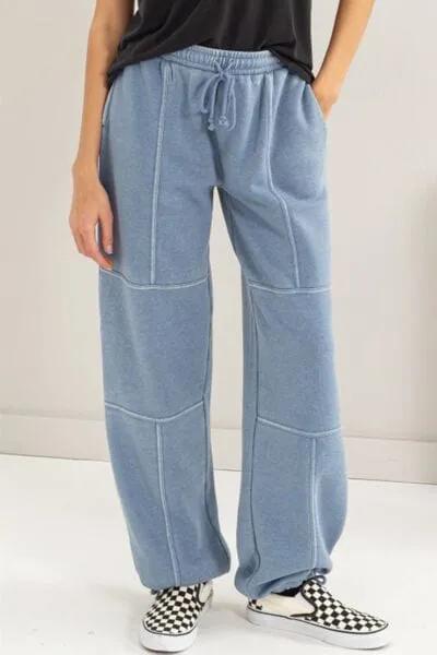 HYFVE Stitched Design Drawstring Sweatpants - Trendsi