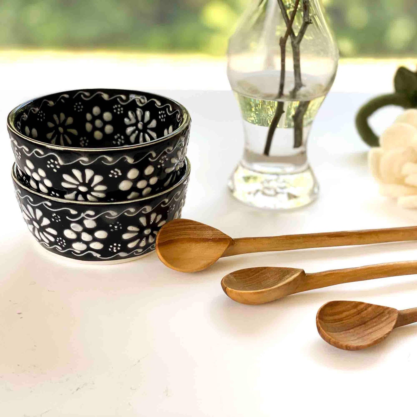 Set of 2 Encantada Handmade Pottery Appetizer & Dip Bowl, Ink - Encantada - Flyclothing LLC