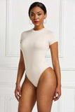 Round Neck Short Sleeve Bodysuit - Trendsi - Flyclothing LLC