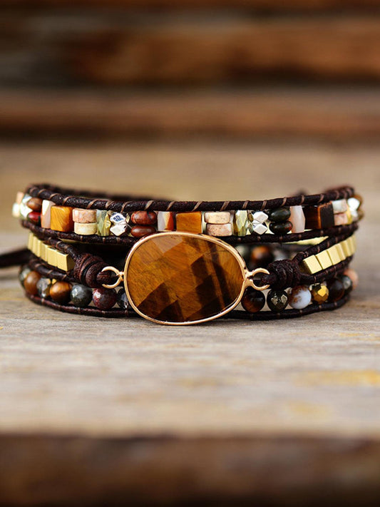 Geometrical Shape Triple-Layer Bracelet - Trendsi