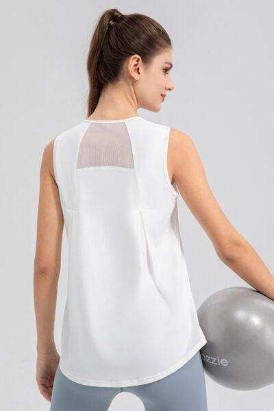 Round Neck Wide strap Active Tank - Trendsi - Flyclothing LLC