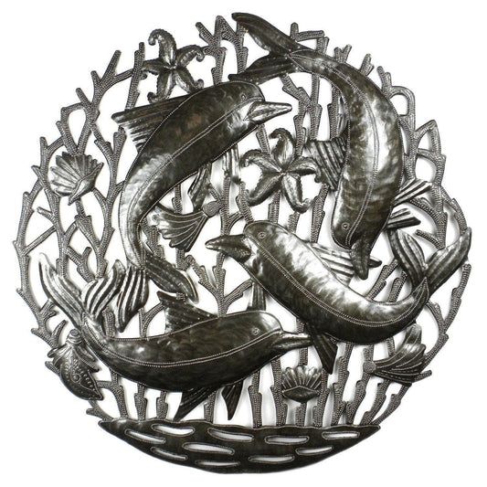 Pod of Dolphins Metal Wall Art - Croix des Bouquets - Croix des Bouquets