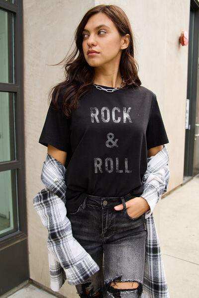 Simply Love Full Size ROCK & ROLL Short Sleeve T-Shirt - Trendsi - Flyclothing LLC