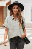 Button Front Collared Short Sleeve Shirt - Trendsi