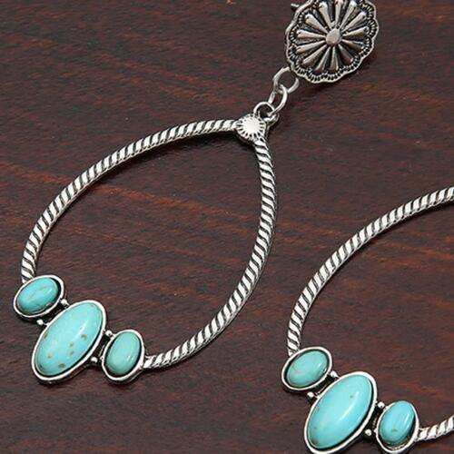 Artificial Turquoise Teardrop Earrings - Trendsi - Flyclothing LLC