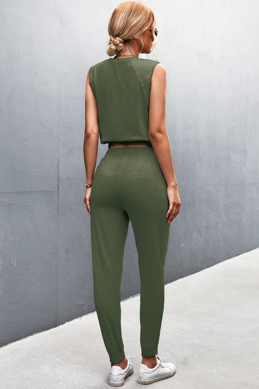 Sleeveless Top and Joggers Set - Flyclothing LLC