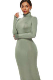 Mock Neck Long Sleeve Maxi Slim Dress - Trendsi - Flyclothing LLC