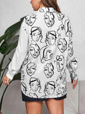 Plus Size Printed Longline Shirt - Trendsi