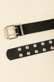 PU Leather Two Row Eyelet Belt - Trendsi - Flyclothing LLC