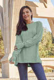 Basic Bae Full Size Ribbed Round Neck Long Sleeve Knit Top - Trendsi - Flyclothing LLC