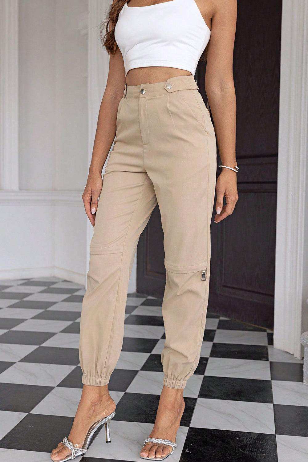 High Waist Pants with Pockets - Trendsi - Flyclothing LLC