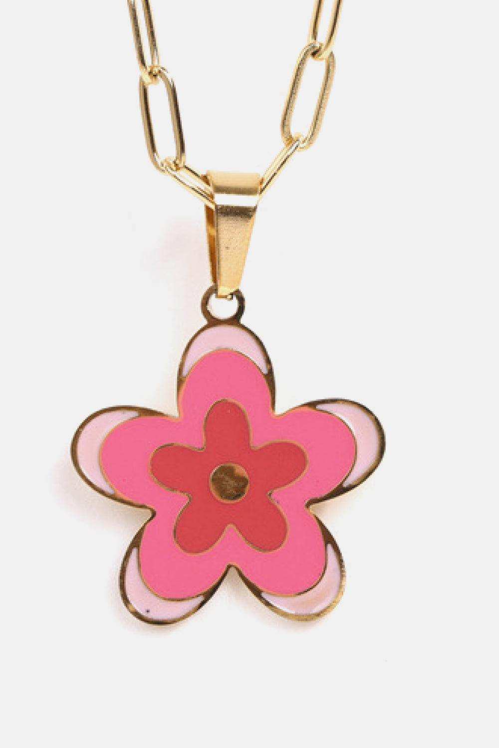 Flower Pendant Stainless Steel Necklace - Trendsi - Flyclothing LLC