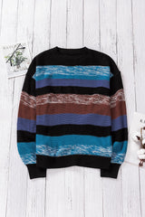 Cozy For Keeps Color Block Drop Shoulder Sweater - Flyclothing LLC