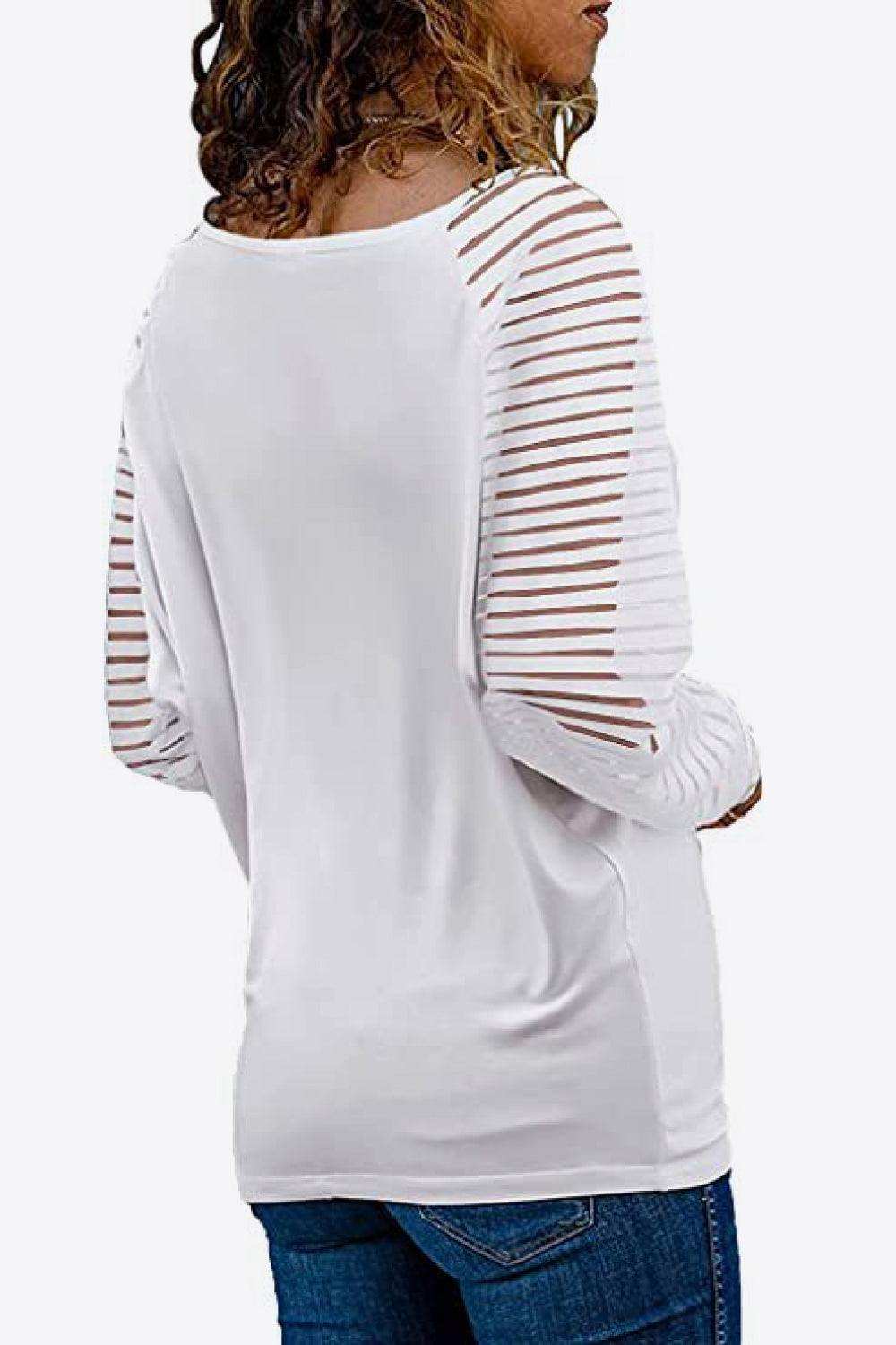 V-Neck Long Raglan Sleeve Top - Trendsi - Flyclothing LLC