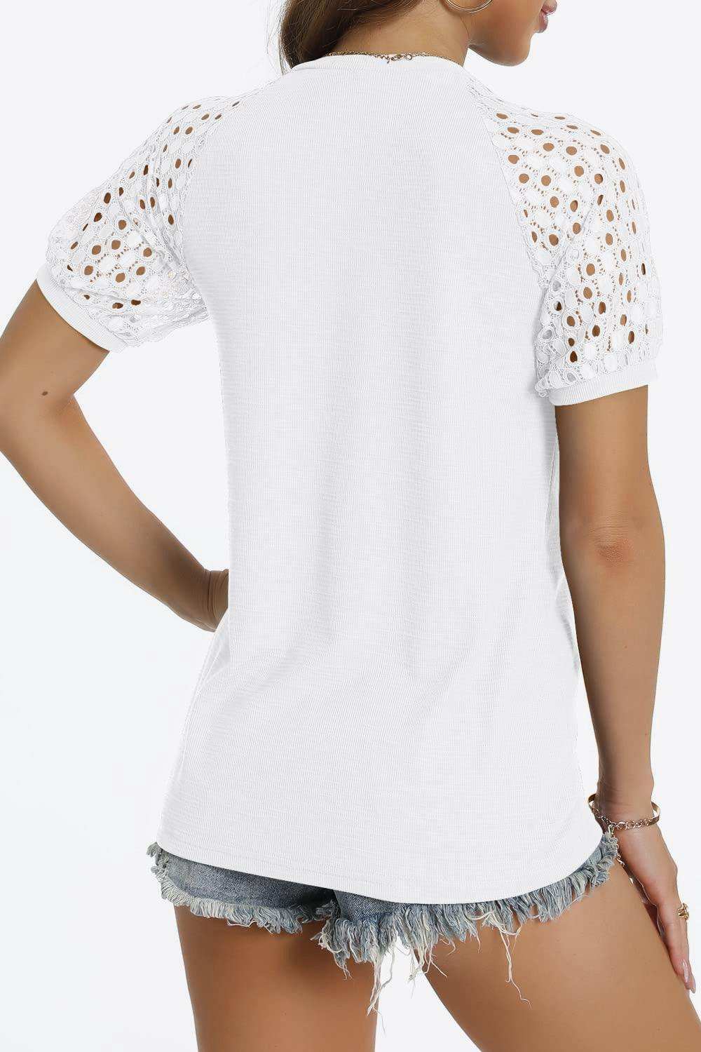 Short Sleeve V-Neck Tee - Trendsi - Flyclothing LLC