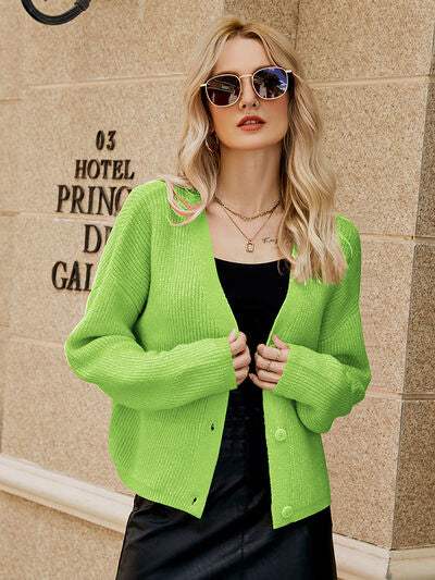 Dropped Shoulder Button Up Cardigan - Trendsi - Flyclothing LLC