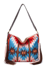 Geometric Canvas Tote Bag - Trendsi - Flyclothing LLC