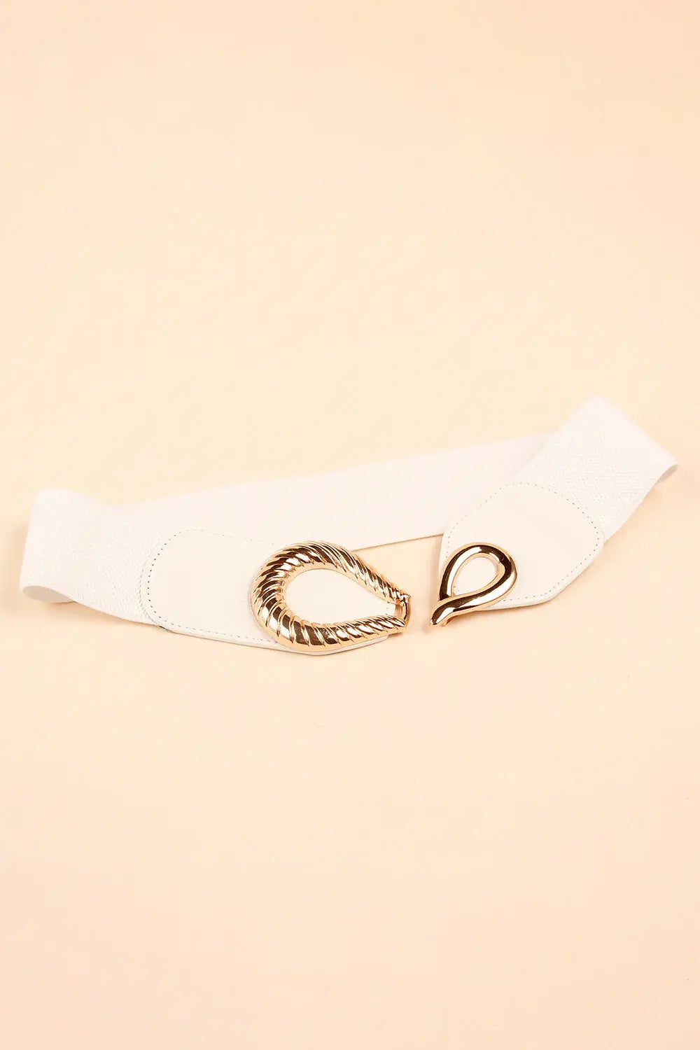 Ribbed Alloy Buckle Elastic Belt - Trendsi - Flyclothing LLC