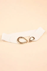 Ribbed Alloy Buckle Elastic Belt - Trendsi - Flyclothing LLC