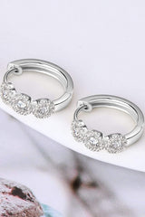 Moissanite 925 Sterling Silver Huggie Earrings - Trendsi - Flyclothing LLC