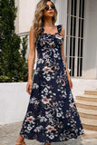 Floral Print Sleeveless Square Neck Slit Midi Dress - Trendsi - Flyclothing LLC
