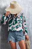 Printed Tie Neck Puff Sleeve Blouse - Trendsi - Flyclothing LLC
