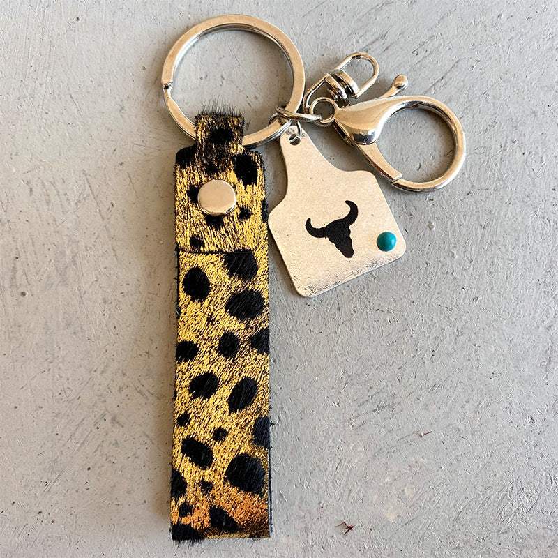 Genuine Leather Alloy Keychain - Trendsi - Flyclothing LLC