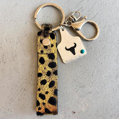 Genuine Leather Alloy Keychain - Trendsi