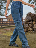 High Waist Cargo Jeans - Trendsi
