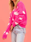 Heart Round Neck Drop Shoulder Sweater - Trendsi - Flyclothing LLC