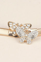 Rhinestone Butterfly Elastic Metal Belt - Trendsi - Flyclothing LLC