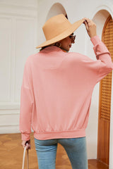 Half-Zip Dropped Shoulder Sweatshirt - Trendsi