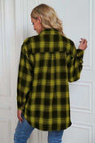 Plaid Button Up Dropped Shoulder Outerwear - Trendsi - Flyclothing LLC