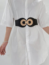 Alloy Buckle Elastic PU Belt - Trendsi - Flyclothing LLC