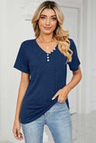 V-Neck Short Sleeve T-Shirt - Trendsi - Flyclothing LLC