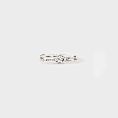925 Sterling Silver Double-Layered Knot Ring - Trendsi