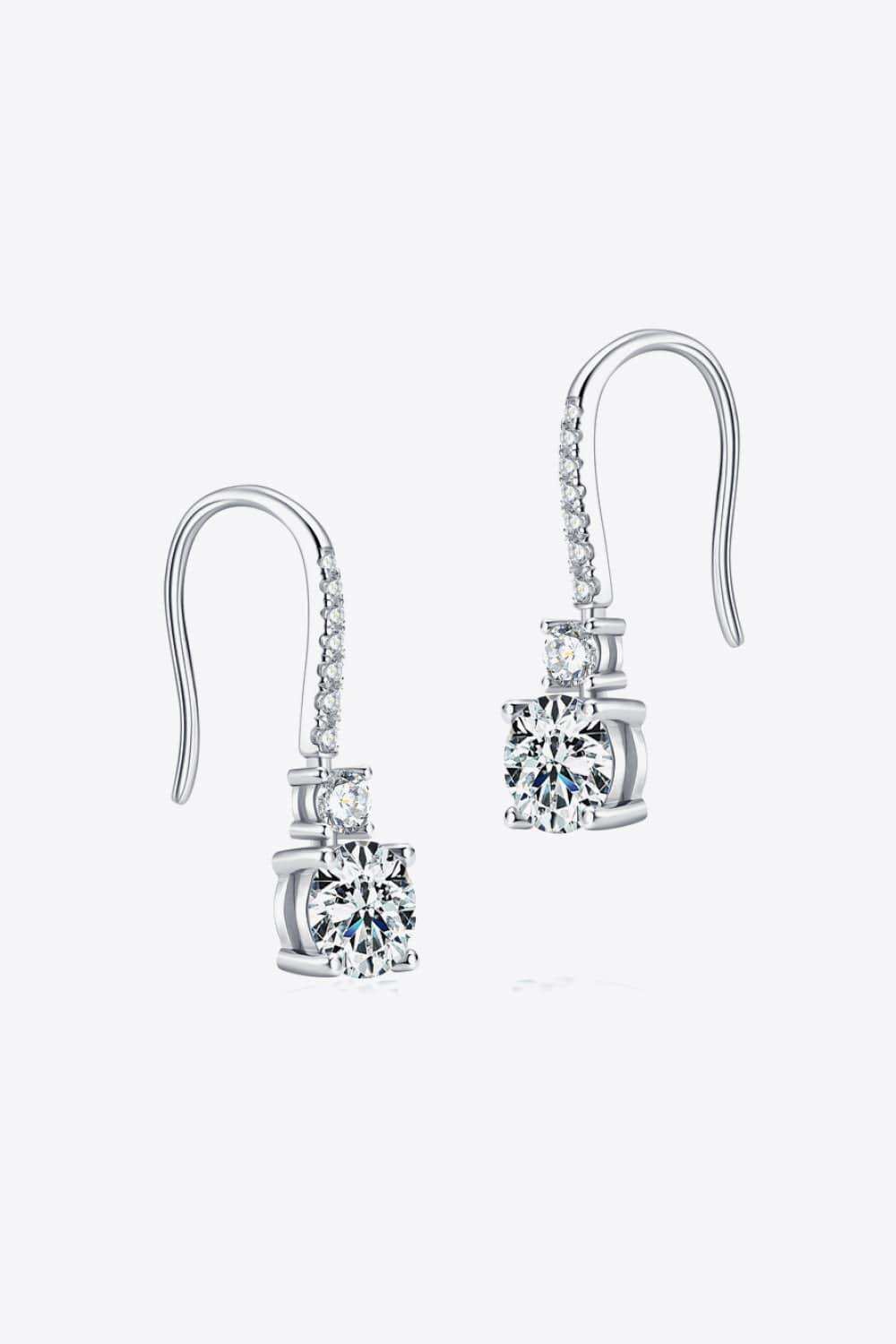 2 Carat Moissanite 925 Sterling Silver Drop Earrings - Trendsi - Flyclothing LLC