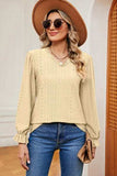 Eyelet V-Neck Flounce Sleeve T-Shirt - Trendsi - Flyclothing LLC