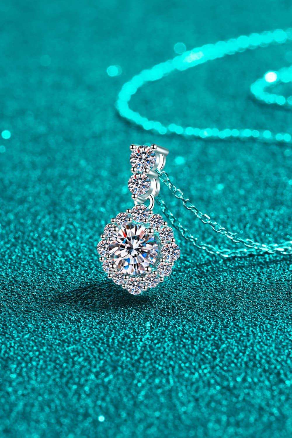1 Carat Moissanite 925 Sterling Silver Necklace - Trendsi - Flyclothing LLC