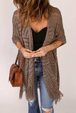 Fringe Hem Slit Open Front Cardigan - Trendsi - Flyclothing LLC