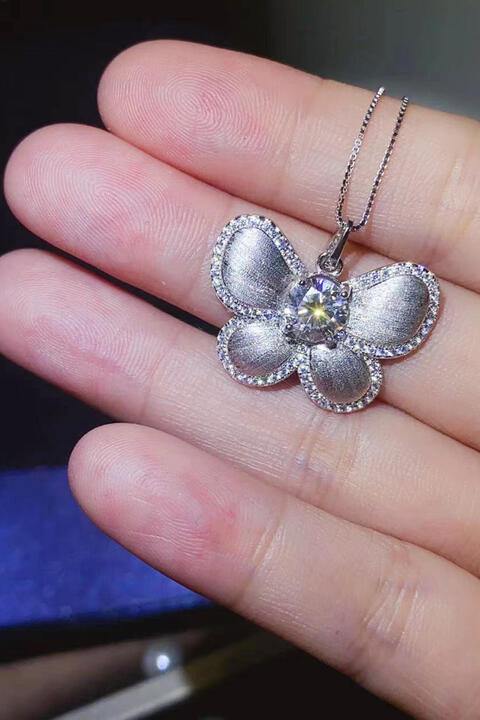 1 Carat Moissanite Butterfly Pendant Necklace - Trendsi