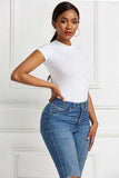 Round Neck Short Sleeve Bodysuit - Trendsi - Flyclothing LLC