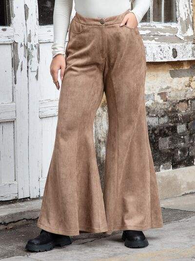 Plus Size Pocketed Flare Pants - Trendsi - Flyclothing LLC
